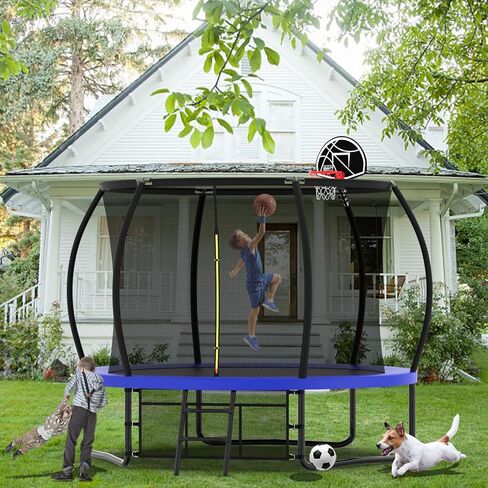 16FT 15FT 14FT 12FT 10FT Pumpkin Trampoline, Trampoline Outdoor with Basketball Hoop, Enclosure Net and Ladder, Trampoline for Kids and Adults in Saudi Arabia