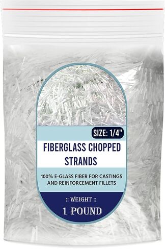 SIMOND STORE 1/4" Fiberglass Chopped Strands, 1 Pound, Chopped Fiber Glass Strands for Molding Compound and Filler Reinforcement, Polyester/Vinyl Ester/Epoxy Resin Compatible in Kuwait
