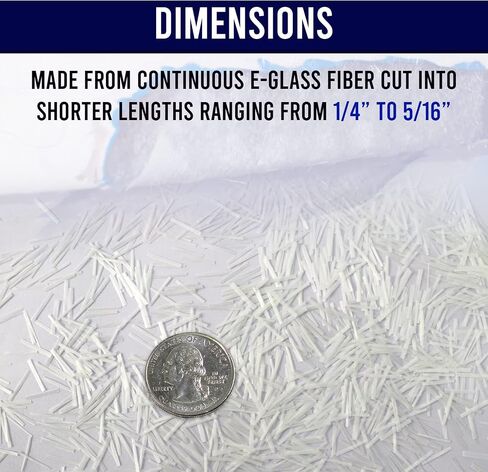 SIMOND STORE 1/4" Fiberglass Chopped Strands, 1 Pound, Chopped Fiber Glass Strands for Molding Compound and Filler Reinforcement, Polyester/Vinyl Ester/Epoxy Resin Compatible in Kuwait