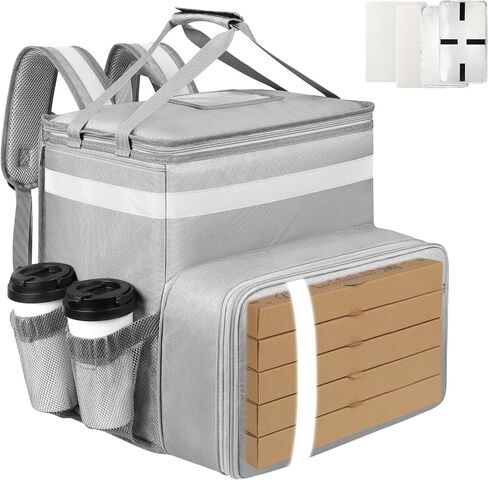 Food Delivery Backpack,Expandable Insulated Hot Pizza Bags for Delivery with 3 Support Boards for Bike,Large Leakproof Food Delivery Bag with Reflective Strip For Uber Eat,Grubhub,Doordash,Catering in Saudi Arabia