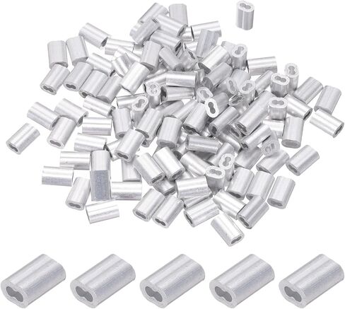 PATIKIL 1/16"/ 1.5mm Aluminum Crimping Loop Sleeves, 120Pcs Cable Crimp Ferrules Wire Rope Sleeves Loops for Rigging Railing, Silver Tone in Saudi Arabia