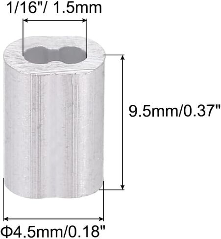 PATIKIL 1/16"/ 1.5mm Aluminum Crimping Loop Sleeves, 120Pcs Cable Crimp Ferrules Wire Rope Sleeves Loops for Rigging Railing, Silver Tone in Saudi Arabia