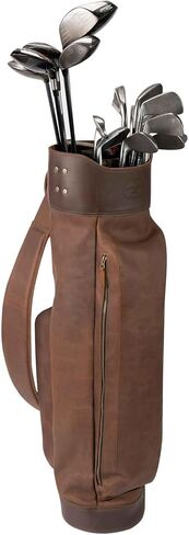 Littlefield & Co., Golf Cart Bag, Club Organizer with Divider Top and Detachable Shoulder Strap, Full Grain Leather, Handmade, Bourbon Brown in Saudi Arabia