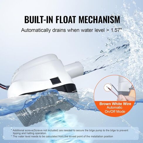 vevor 12v مضخة ماء آسن، 3000gph التلقائي مضخة مياه غاطسة قارب آسن مع 1.6 "قطر منفذ تعويم التبديل، قارب صغير مضخة آسن البحرية الكهربائية مضخة آسن للقوارب والبرك وحمامات السباحة والطوابق السفلية in Saudi Arabia