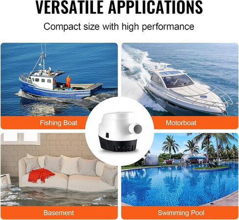vevor 12v مضخة ماء آسن، 3000gph التلقائي مضخة مياه غاطسة قارب آسن مع 1.6 "قطر منفذ تعويم التبديل، قارب صغير مضخة آسن البحرية الكهربائية مضخة آسن للقوارب والبرك وحمامات السباحة والطوابق السفلية in Saudi Arabia