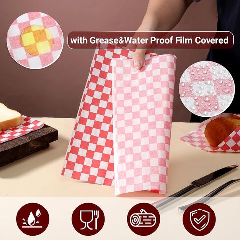 EUSOAR Sandwich Paper Wraps, 400 Sheets 11" x 10" Baking Parchment Wax Deli Paper, Classic Grease Resistant Burger Food Basket Liner Parchment Paper Sheets for Bread BBQ and Sandwiches Wrapping in Saudi Arabia