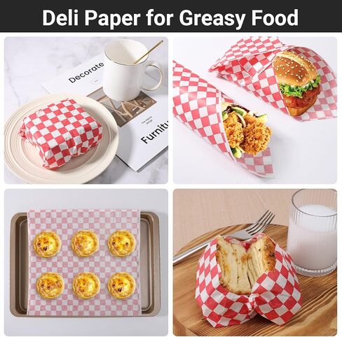 EUSOAR Sandwich Paper Wraps, 400 Sheets 11" x 10" Baking Parchment Wax Deli Paper, Classic Grease Resistant Burger Food Basket Liner Parchment Paper Sheets for Bread BBQ and Sandwiches Wrapping in Saudi Arabia
