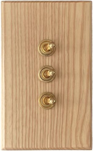 Old Fashioned Light Toggle Switch with Hand Made Ash Wood Wall Panel 15A 110V-250V AC Perfect for Unique Interior in Saudi Arabia