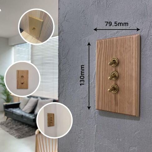 Old Fashioned Light Toggle Switch with Hand Made Ash Wood Wall Panel 15A 110V-250V AC Perfect for Unique Interior in Saudi Arabia