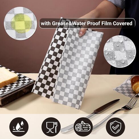 EUSOAR Sandwich Paper Wraps, 400 Sheets 11" x 10" Baking Parchment Wax Deli Paper, Classic Grease Resistant Burger Food Basket Liner Parchment Paper Sheets for Bread BBQ and Sandwiches Wrapping in Saudi Arabia