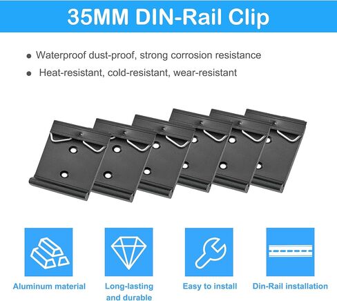 Hereta 1.08 بوصة عرض Din Rail Mount Bracket على 35mm Universal DIN Rail بقوة مع مسامير M3 سبائك الألومنيوم Din Rail Mount Clip لمفتاح إيثرنت (6 حزم) in Kuwait