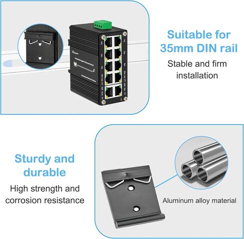Hereta 1.08 بوصة عرض Din Rail Mount Bracket على 35mm Universal DIN Rail بقوة مع مسامير M3 سبائك الألومنيوم Din Rail Mount Clip لمفتاح إيثرنت (6 حزم) in Kuwait
