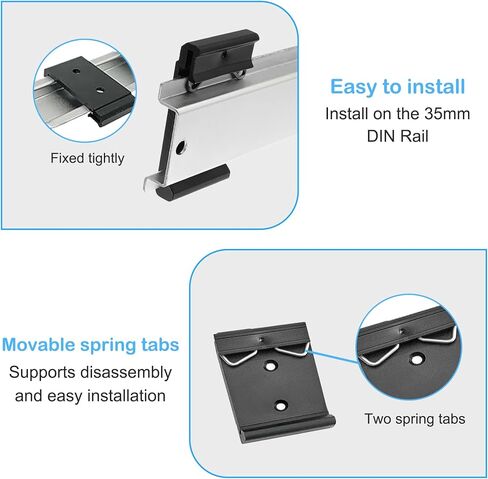 Hereta 1.08 بوصة عرض Din Rail Mount Bracket على 35mm Universal DIN Rail بقوة مع مسامير M3 سبائك الألومنيوم Din Rail Mount Clip لمفتاح إيثرنت (6 حزم) in Kuwait