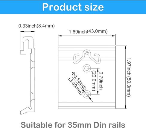 Hereta 1.08 بوصة عرض Din Rail Mount Bracket على 35mm Universal DIN Rail بقوة مع مسامير M3 سبائك الألومنيوم Din Rail Mount Clip لمفتاح إيثرنت (6 حزم) in Kuwait