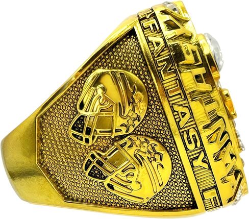TELDGITH Fantasy Football Ring 2024 Gold Silver Award Trophy League Champions Winner MVP Championship Ring with Wooden Display Box in Saudi Arabia