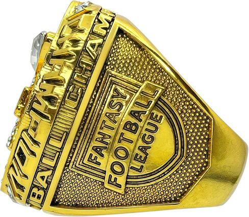 TELDGITH Fantasy Football Ring 2024 Gold Silver Award Trophy League Champions Winner MVP Championship Ring with Wooden Display Box in Saudi Arabia