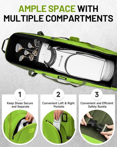 MANUEKLEAR Golf Bag Travel Case for Airlines with Travel Wheels, Golf Travel Bags for Airlines with Padded Top, 1680D Nylon Foldable Golf Travel Covers with 3 Large Pocket for Golfer in Saudi Arabia