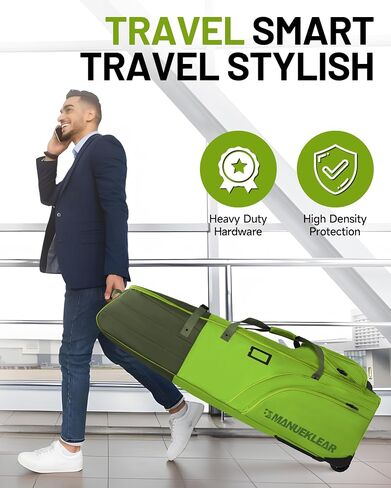 MANUEKLEAR Golf Bag Travel Case for Airlines with Travel Wheels, Golf Travel Bags for Airlines with Padded Top, 1680D Nylon Foldable Golf Travel Covers with 3 Large Pocket for Golfer in Saudi Arabia