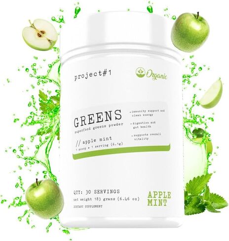 Project #1 Vital Greens: Superfood Powder for Immunity, Energy & Digestion | Organic Antioxidants, Enzymes & Probiotics | Greens, Spirulina, Smoothie Mix, Gut Health, 30 Servings - Apple Mint in Saudi Arabia