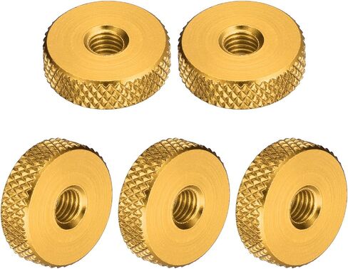 uxcell 10Pcs Flat Knurled Thumb Nuts, M5x16 x 5 mm Pass Hole Nut, Aluminum Alloy Diamond Knurled Nut Flat Head Through Hole Lock Adjusting Nuts for 3D Printer, Blue in Saudi Arabia