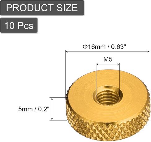 uxcell 10Pcs Flat Knurled Thumb Nuts, M5x16 x 5 mm Pass Hole Nut, Aluminum Alloy Diamond Knurled Nut Flat Head Through Hole Lock Adjusting Nuts for 3D Printer, Blue in Saudi Arabia