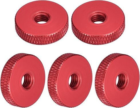 uxcell 10Pcs Flat Knurled Thumb Nuts, M5x16 x 5 mm Pass Hole Nut, Aluminum Alloy Diamond Knurled Nut Flat Head Through Hole Lock Adjusting Nuts for 3D Printer, Blue in Saudi Arabia