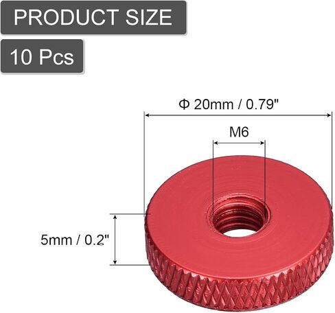 uxcell 10Pcs Flat Knurled Thumb Nuts, M5x16 x 5 mm Pass Hole Nut, Aluminum Alloy Diamond Knurled Nut Flat Head Through Hole Lock Adjusting Nuts for 3D Printer, Blue in Saudi Arabia
