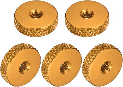 uxcell 10Pcs Flat Knurled Thumb Nuts, M5x16 x 5 mm Pass Hole Nut, Aluminum Alloy Diamond Knurled Nut Flat Head Through Hole Lock Adjusting Nuts for 3D Printer, Blue in Saudi Arabia