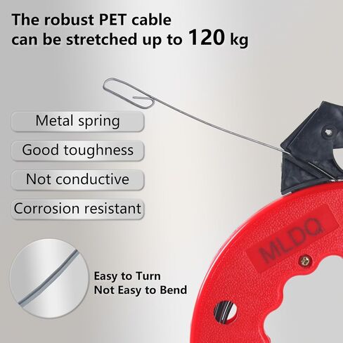 50FT x 3MM Electrical Fish Tape Wire Cable Puller Tools Wire Puller Hand Puller Non-conducting Wire with Steel Cable,Easy Handle for Wiring,Structure Cable,Electrical Conduit in Saudi Arabia