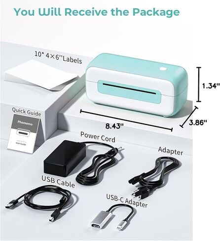 طابعة ملصقات الشحن، طابعة ملصقات حرارية 4x6، طابعة حرارية لملصقات الشحن، طابعة ملصقات USB متوافقة مع Amazon Shopify Etsy Ebay FedEx USPS UPS (أسود) in Kuwait