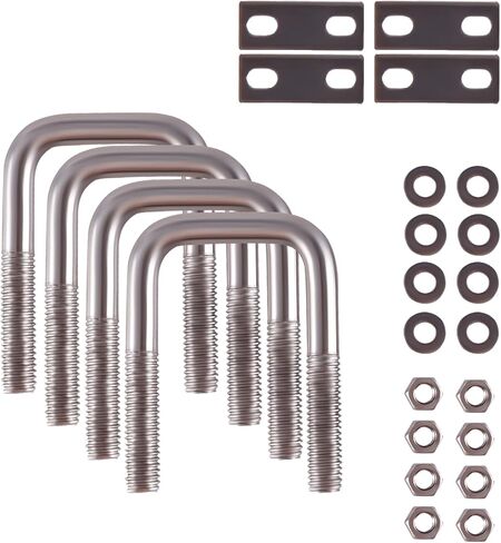 U Bolts 4 Pcs 304 Stainless Steel M6 Round U-Bolt, Inner Width 20 mm, Heavy Duty U Clamp Bolt with Washers and Nuts for Replacement Parts and Accessories for Ski, Fishing Boat or Sail Trailer in Saudi Arabia