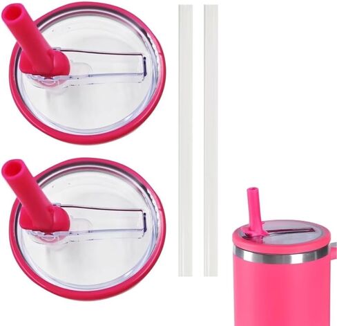 2 Pack 40 oz Tumbler Flip Straw Lid Replacement fit for Stanley Quencher, Spill Proof Splash Resistant Tumbler Lids,Reusable Leak Proof Tumbler Cover for Stanley Cup Accessories in Saudi Arabia
