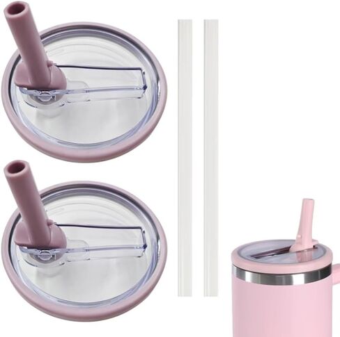 2 Pack 40 oz Tumbler Flip Straw Lid Replacement fit for Stanley Quencher, Spill Proof Splash Resistant Tumbler Lids,Reusable Leak Proof Tumbler Cover for Stanley Cup Accessories in Saudi Arabia