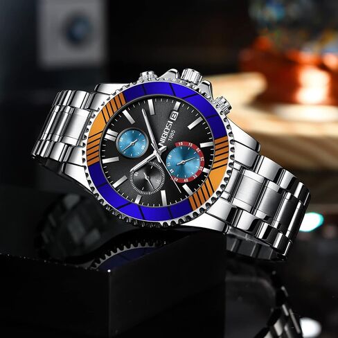 NIBOSI Men Watches Military Quartz Waterproof Chronograph Watches for Men with Date and Stainless Steel Mesh Band Wrist Watches in Saudi Arabia