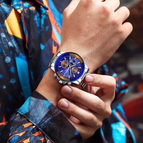 NIBOSI Men Watches Military Quartz Waterproof Chronograph Watches for Men with Date and Stainless Steel Mesh Band Wrist Watches in Saudi Arabia