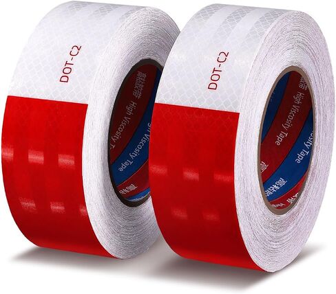Reflective Tape Outdoor Waterproof, DOT-C2 Reflective Safety Tape 2 inch x 30 Feet, Red White Conspicuity Reflective Adhesive Tape for Trailers, Trucks, Vehicles, Driveway, Boats, Signs in Saudi Arabia