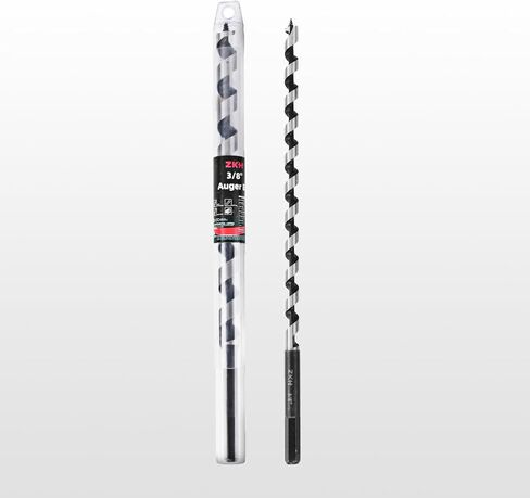 ZKH Auger Drill Bit for Wood, 3/8 x 12 Inch Long Drill Bit with 3/8" Hex Shank, High Carbon Steel Wood Drill Bit with Self-Positioning Tip, Smooth Drilling for Soft and Hardwood, Plastic, Drywall in Saudi Arabia