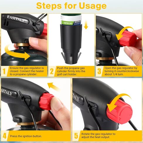 Portable Propane Tent Heater for Camping,9,200BTU Golf Cart Heater with Self Igniter,Outdoor Propane Heater with Golf Cart Cup Holder for EZGO Yamaha Club Car,Most Golf Cart(Fuel not inculded) in Saudi Arabia