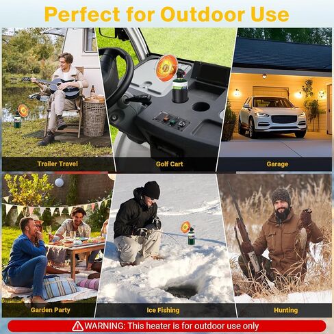 Portable Propane Tent Heater for Camping,9,200BTU Golf Cart Heater with Self Igniter,Outdoor Propane Heater with Golf Cart Cup Holder for EZGO Yamaha Club Car,Most Golf Cart(Fuel not inculded) in Saudi Arabia