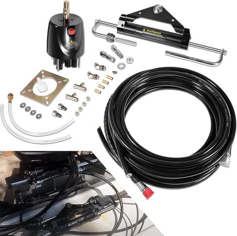 Bonbo Hydraulic Outboard Steering Kit Boat Marine System for Single Station, Single-Engine use Built-in Two-Way Lock Cylinder, 150HP Pump and High-Strength Nylon Hose in Saudi Arabia