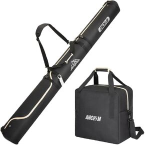 Ski Bag and Boot Bag Combo, Padded Snow Ski Bags, 25L Ski Bags Fit Skis Up to 200 cm, Snowboard Bag Boots