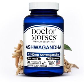 Organic Ashwagandha 2200mg Supplement, Pure Ashwagandha Powder and Root Extract, Bioperine Black Pepper, Made in FDA-Registered, NSF-Certified Facility, Supports Healthy Stress Levels, 90 Capsules