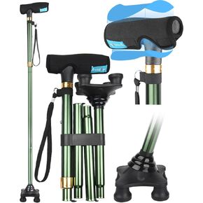 Quad Cane with Cane Pad Comfortable Grip for Stability Independence Portable Striking Colors - Ideal for Travel,Unsteady Walkers, Visually Impaired
