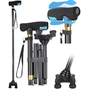 Quad Cane with Cane Pad Comfortable Grip for Stability Independence Portable Striking Colors - Ideal for Travel,Unsteady Walkers, Visually Impaired