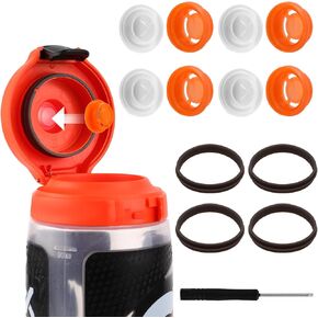 4pcs Dispensing Rubber Valves Compatible with Gatorade Water Bottle, Silicone Valve Replacement Lid for Gatorade GX 30oz & Plastic Inserts & Seals & Screwdriver