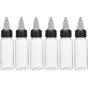 MECCANIXITY 6Pcs 1oz/30ml Squeeze Bottles, Clear Dispensing Bottles with Twist Cap Lids, Plastic Squirt Bottle for Ketchup, Mustard,and Crafts