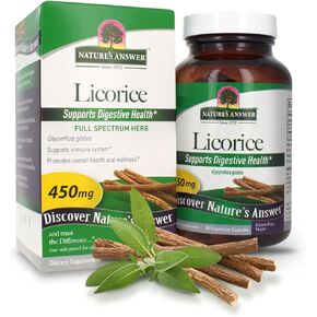 Nature's Answer Licorice Root 90 Capsules - Licorice Root Extract for Digestive, Immune, and Respiratory Support - Vegetarian, Vegan, Gluten Free, Kosher Licorice Root Capsules - Supports Skin