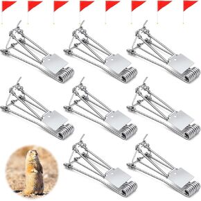 Qualirey 32 Pcs Mole Traps with Red Stick Flags Galvanized Vole Trap Mole Killer Easy to Set Reusable Weather Resistant Outdoor Gopher Trap for Lawn Yard Garden Farm (Silver)