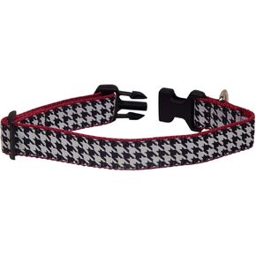Heavy Duty Adjustable Houndstooth Dog Collar, Black and White Houndstooth Dog Collars Come in Different Sizes for Dogs from X-Large to X-Small. (Medium Collar 1.25 inch Wide)