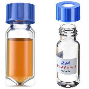 Biomed Solutions High Recovery Vial with 9-425 Screw Cap,Sterile Borosilicate Glass V Vial, Large Opening, 0.3mL/2mL/4mL,6pcs (Clear, 2mL)